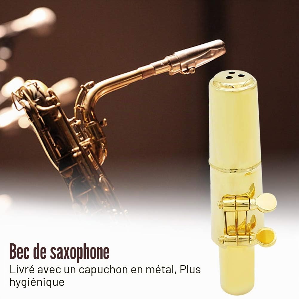 Bec Saxophone, Alto Jazz Bec Saxophone Métal 8C avec Capuchons Patches Coussins