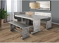 Vista 2 de Sunny Designs Juego de rincón de desayuno de madera maciza (gris alpino)