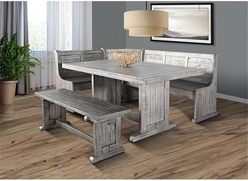 Miniatura 2 de Pemberly Row Juego de comedor de 4 piezas de madera, rectangular en gris alpino (36 pulgadas de alto x 75 pulgadas de ancho x 56 pulgadas de