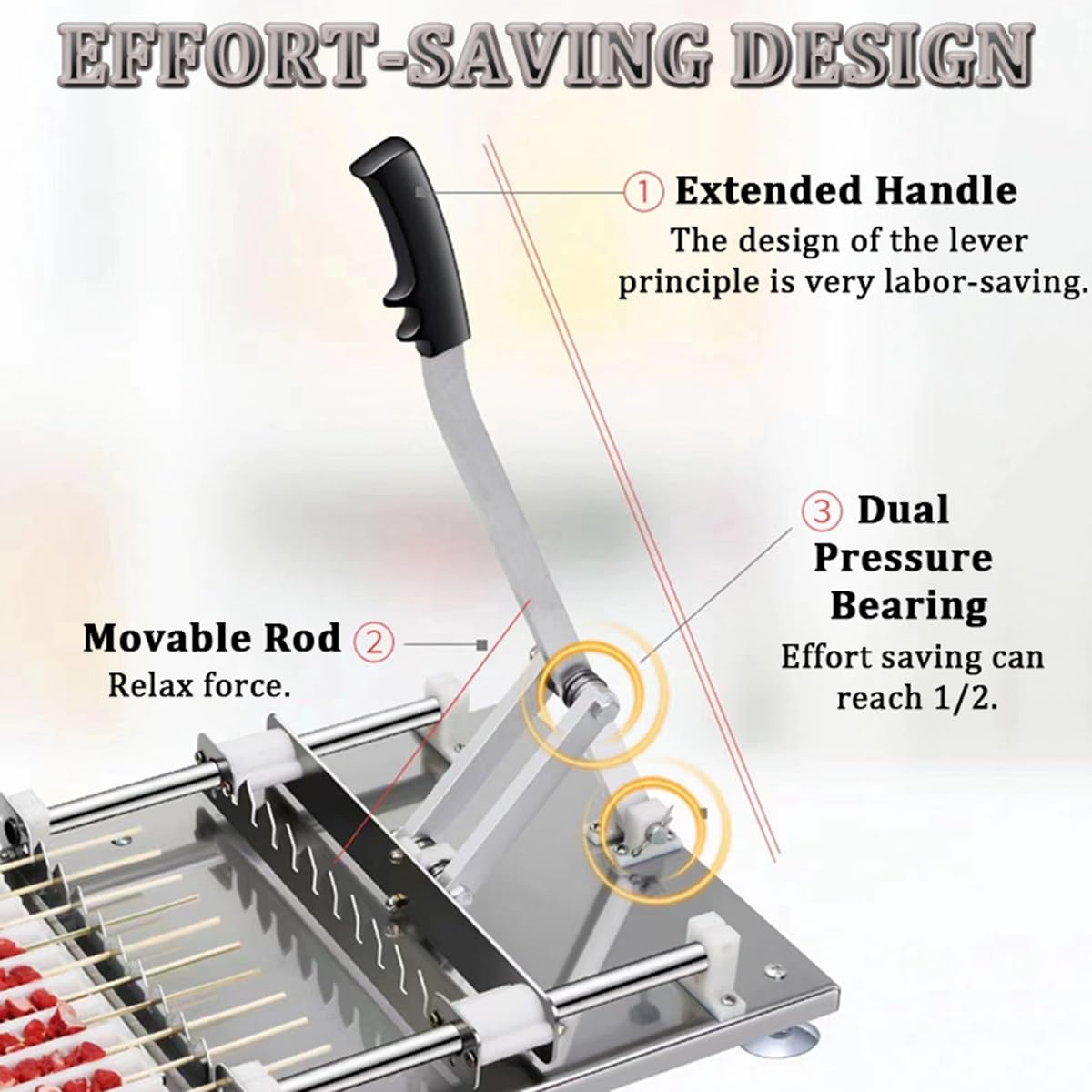 Máquina para hacer kebabs con 3 moldes para kebabs, prensa para hacer kebabs, máquina para hacer kebabs de acero inoxidable para hacer kebabs en casa o en el negocio