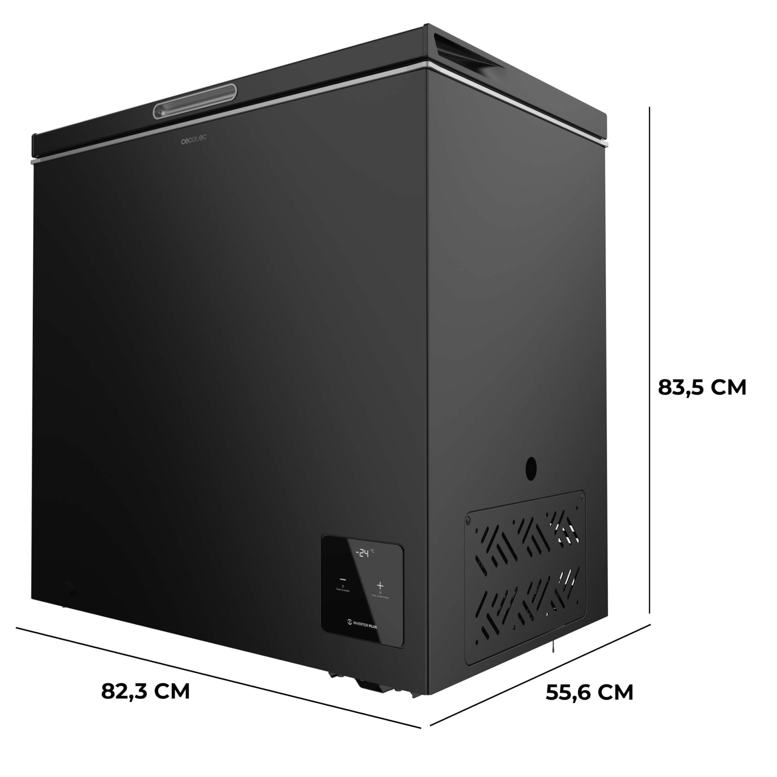 Cecotec Horizontaler Gefrierschrank Bolero Coolmarket Chest 199 Black E, Klasse E, 199 L, schwarzes Finish, 83,5 cm hoch, Inverter-Kompressor Plus und Fast-Freezing-Modus