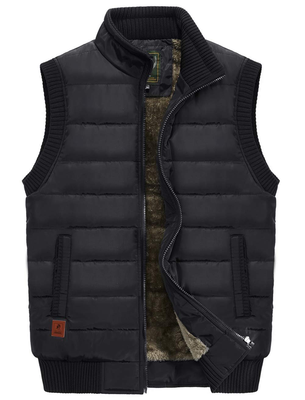 VtuAOL Men's Outerwear Vest for Men Winter Puffer Vests Fleece Lined Outdoor Warm Sleeveless Jackets