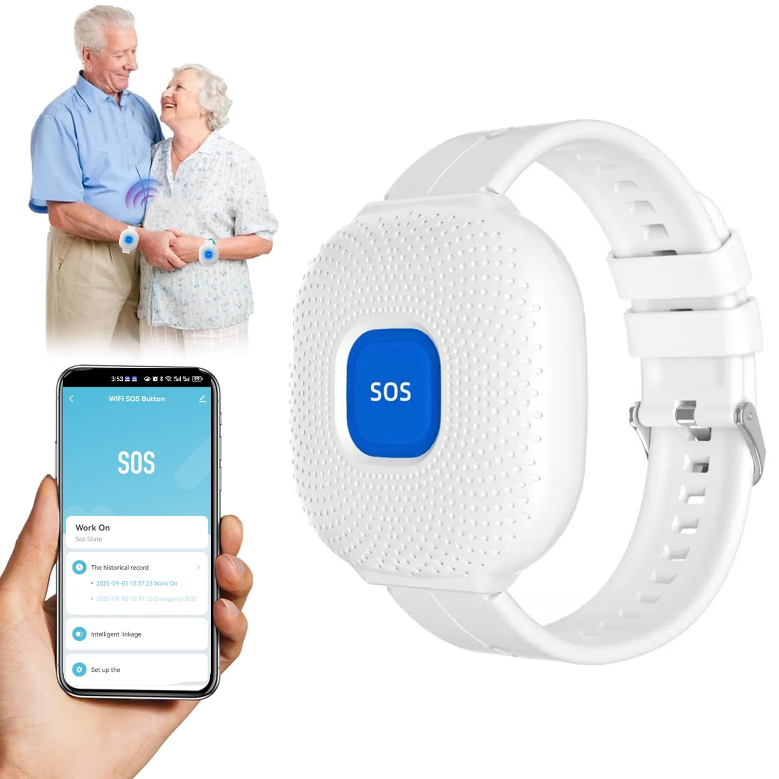Tuya - Sistema de alarma de emergencia para personas mayores, para personas mayores, pacientes discapacitados y ancianos (solo compatible con WiFi de 2,4 GHz)