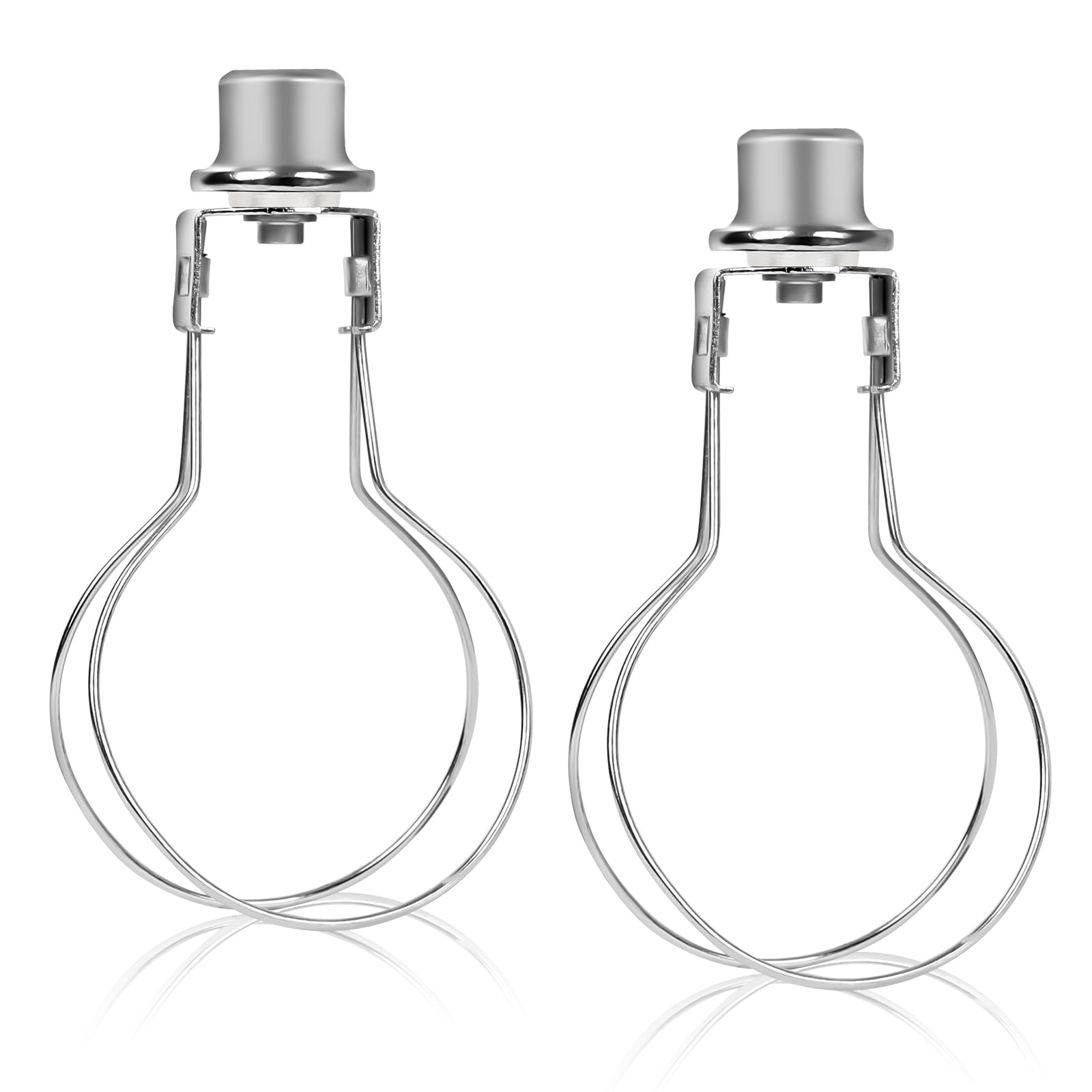 2 Pack Round Lamp Shade Light Bulb Clip Adapter, ALUCSET Lampshade Holder Clip on with Lamp Shade Attaching Finial Top Bracket Holder Support Fitter Parts Converter (Set of 2, Silver)