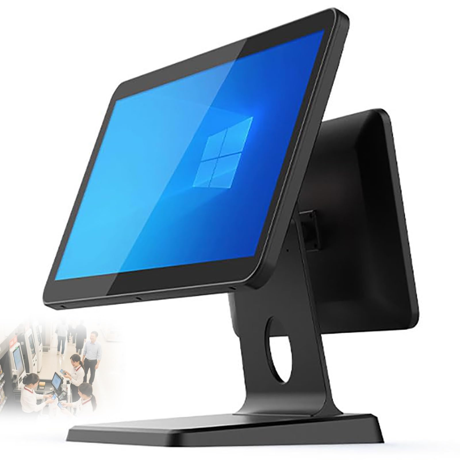 Terminale POS a doppio schermo per negozi al dettaglio | Windows 10, schermo touch da 15,6"" + 11,6"" per piccole imprese sistemas POS per registratore di cassa per ristoranti