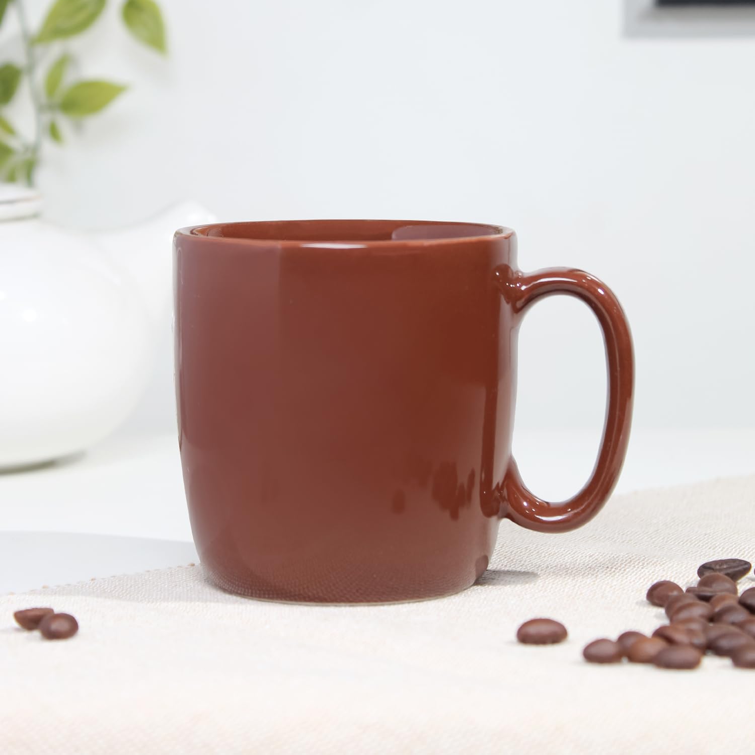 Emble by Vola Smiggle Dark Brown Ceramic (Porcelain) Premium Tea & Coffee Mug-240ml Microwave Safe | Home & Office Use | Kitchen & Dining Luxury Tableware | Ideal for Gifting |