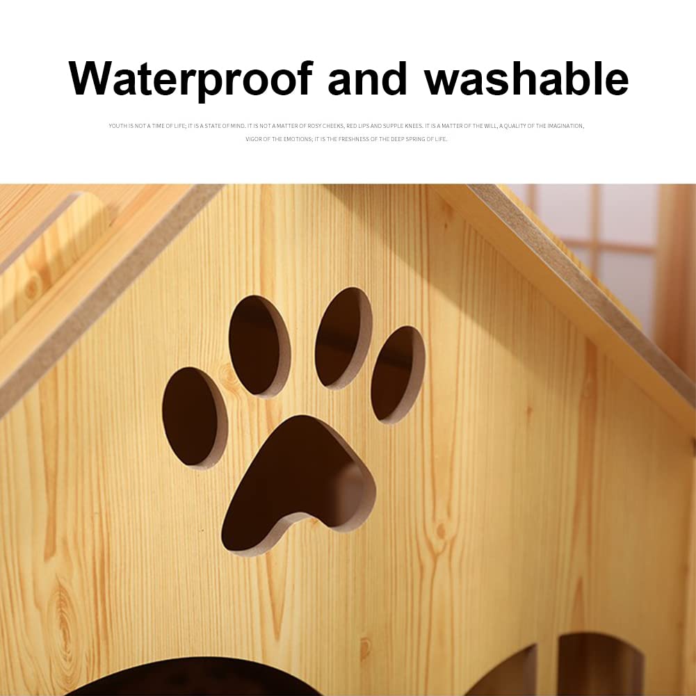 سرير للحيوانات الأليفة كبير الحجم، لعبة نفق خشبي على شكل شجرة وسلم يجمع ذاتيا للاستخدام في الأماكن الداخلية والخارجية مناسب للقطط الصغيرة والمتوسطة والكبيرة والجراء والكلاب من كايجيتال