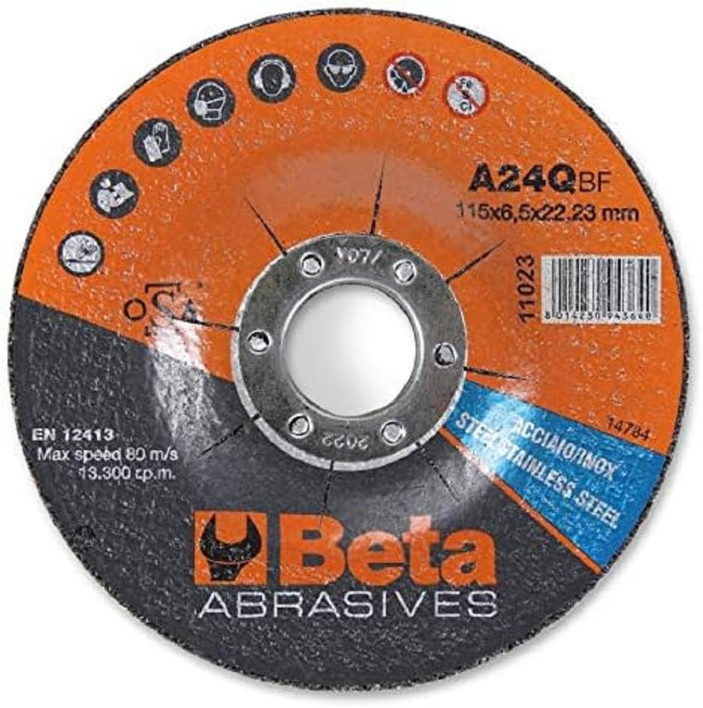 Beta 11023 Grinding Discs for Steel and Inox, Cutting Discs (Cranked Design, Suitable for Steel, Stainless Steel and Cast Steel, Durable and Robust), Orange