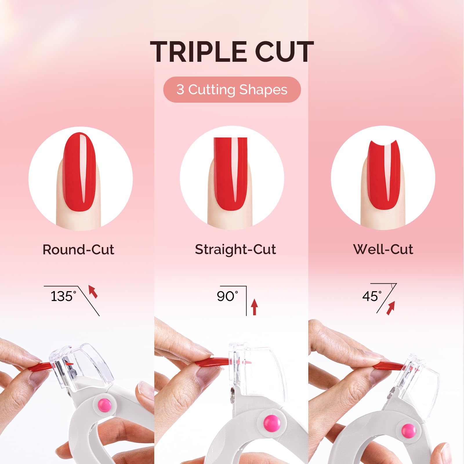 MelodySusie Nail Clippers for Acrylic Nails, White Adjustable Stainless Steel Acrylic Nail Clippers, Professional Rotary Nail Cutter for False Nail Tips, Manicure Nail Salon Tool 1