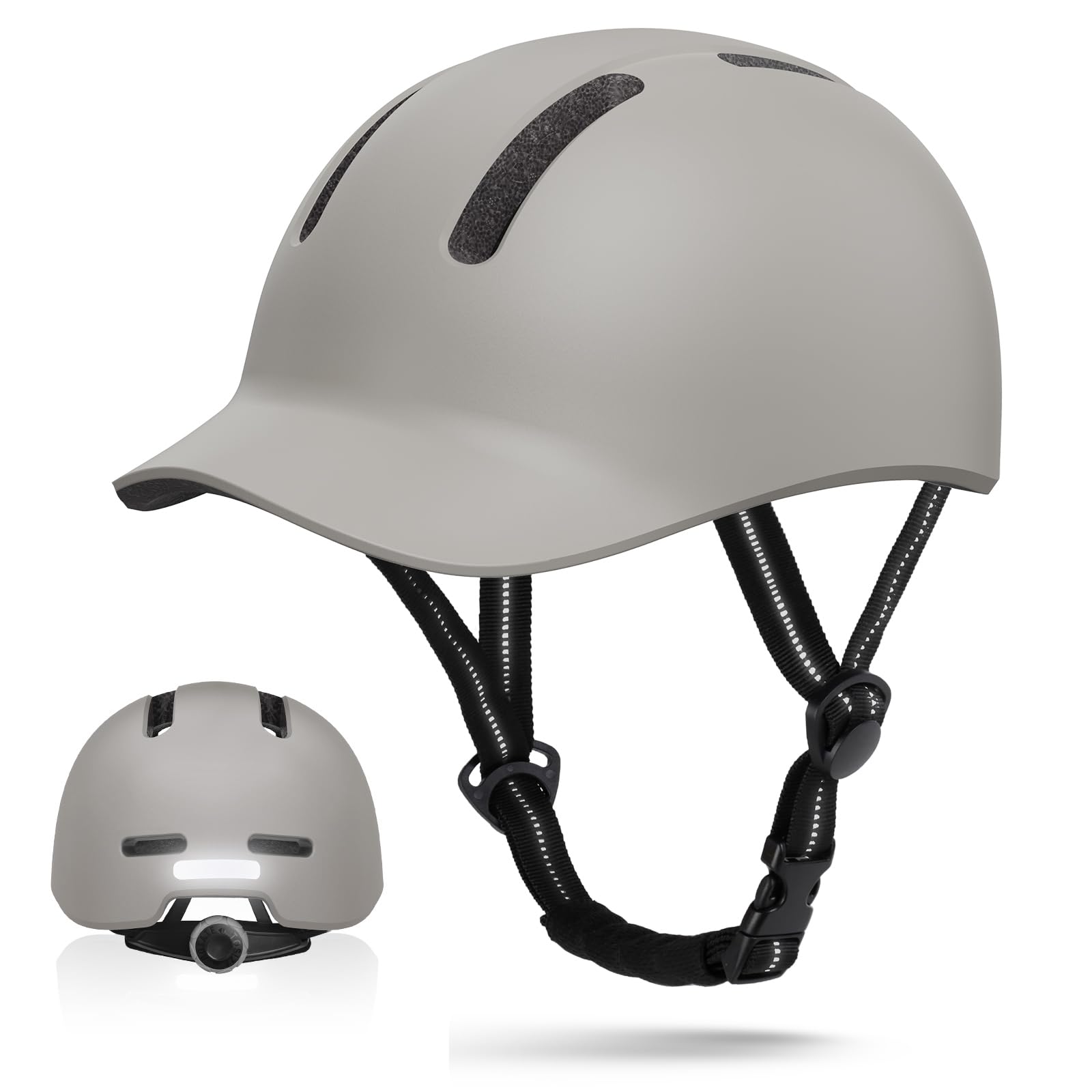 KINGLEAD Urban Commuter Stylish Bicycle Helmet for Men and Women for Cycling, Trekking, City, Scooter Adjustable (Grey, L:55-60cm) — image 1