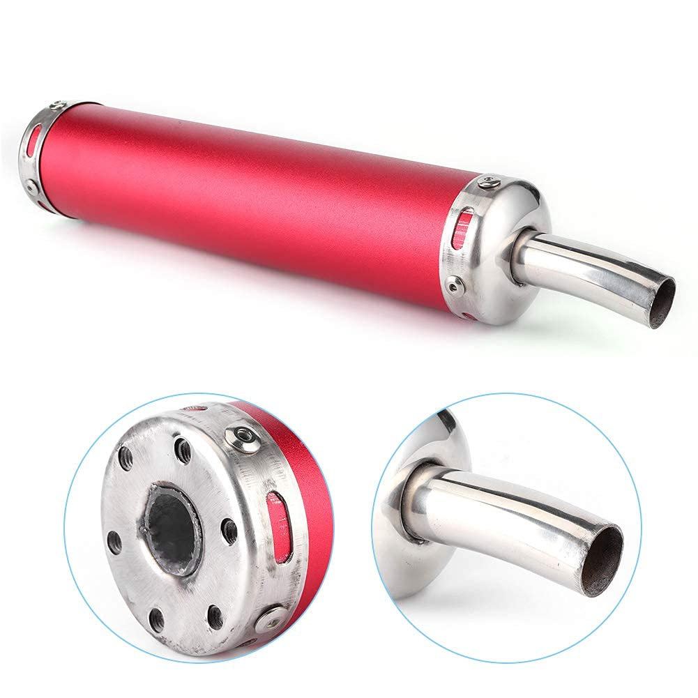 Silenziatore di scarico in acciaio inossidabile, parti modificate del silenziatore di scarico 20 mm/0,8 pollici per moto a 2 tempi(Rosso)