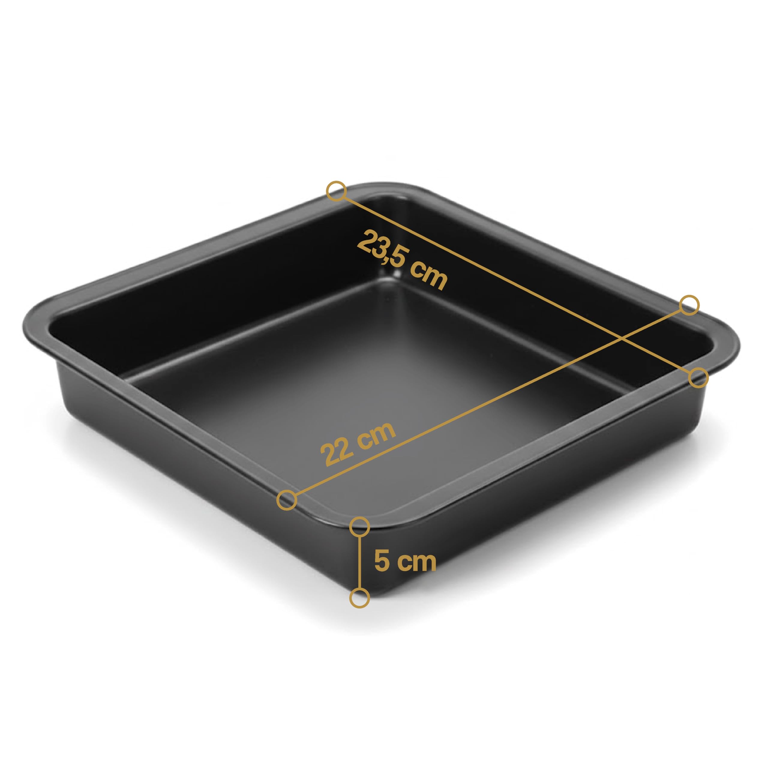 Set di 2 Teglie da Forno con Rivestimento Antiaderente - Stampo da Forno - Teglia da Forno - Lasagnera da Forno - Acciaio al Carbonio - Stampo per Forno - Rostiera Antiaderente - 23 x 22