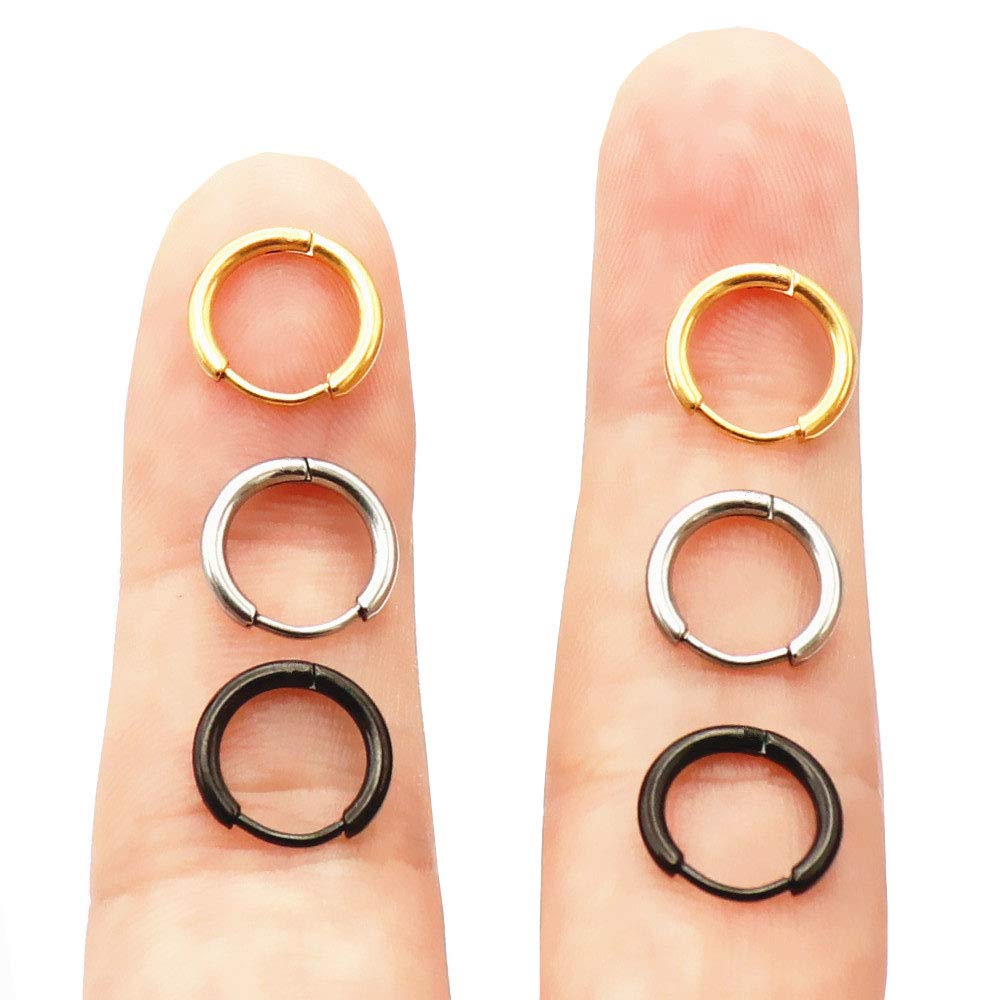 EACHLPUnisex 18K Real Gold Plating Surgical Steel Sleeper Tiny Hoop Earrings,Nose Ring Septum Ring Helix Ring Daith Ring Lip Ring Nipple Ring Snug Ring Rook Ring Body Piercing Jewelry