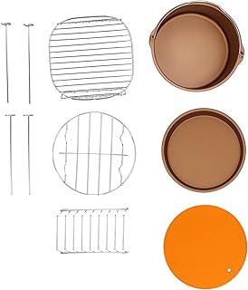 10 Zestawów Kosz na Frytownicę Zestaw Akcesoriów do Frytkownicy o Dużej Mocy Zestaw do Pieczenia Ciasta Pan Części do Frytkownicy Zestaw Akcesoriów ze Stali Nierdzewnej + Materiał Silikonowy do Frytow