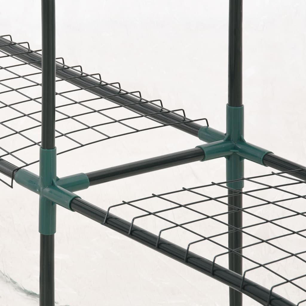 vidaXL Greenhouse with 8 Shelves and Steel Frame – Extend Your Growing Season - Transparent PVC Cover - 4.7'x4.7'x6.4' - Easy Setup for Gardening Enthusiasts