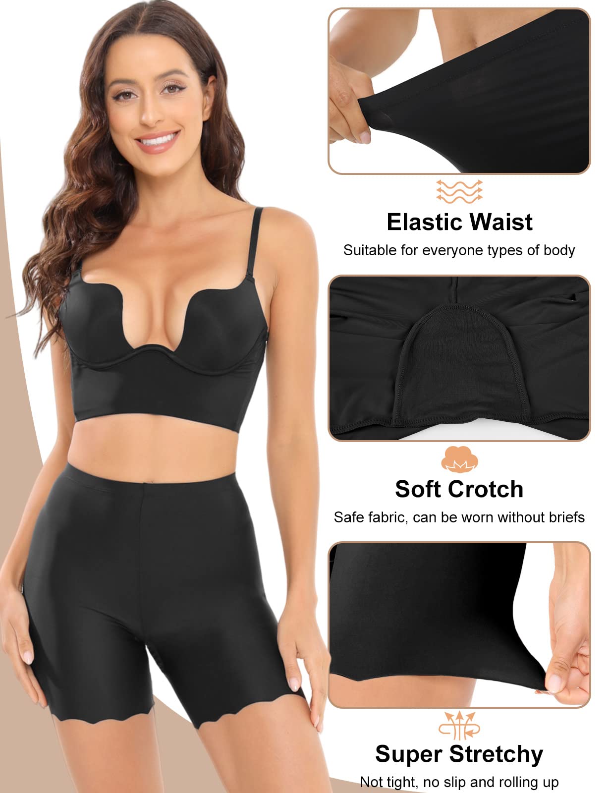 UMIPUBO Pantaloncini Sottogonna Donna 3 Pezzi, Anti sfregamento Boxer, Pantaloni di Sicurezza Senza Cuciture, Vita Alta Mutande Shorts Elasticizzati, Leggings Corti, Traspirante Mutandine
