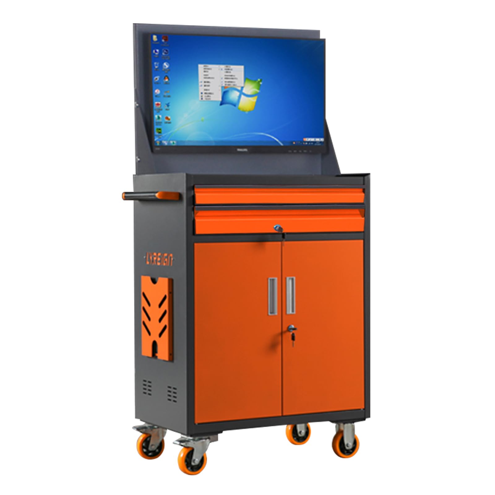 Workshop Computer Cabinet With Wheels LYREIGN Industrial Computer ...