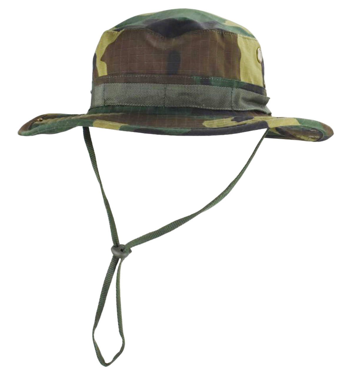 JFFCESTOREMen's Camo Boonie Hat Fishing Sun Hat Wide Brim Bucket Hat with Adjustable Strap, Jungle Camouflage, M