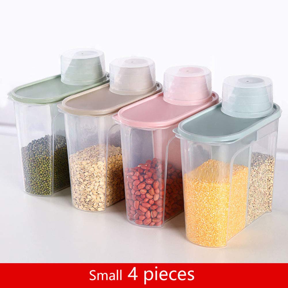 QIULING Airtight Food Storage Container Set Kitchen & Pantry Containers Clear Plastic Canisters with Lids Cereal Containers(2/4/6/8 Piece Set)