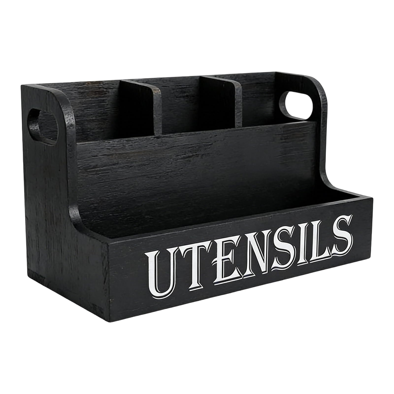 Kaeltsyn Spacious Farmhouses Countertop Rack Stores Multiple Kitchen Tool Double-Tier Wooden Utensil Holder Organizes Spoons Forks and Cooking Tools with Farmhouse Charm Double Tiers Wooden Kitchen