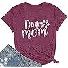 FLOYU Women Mom Shirts Mama Letter Printed T-Shirt Mother's Day Tops Casual Fur Mom Short Sleeve Shirt Claret