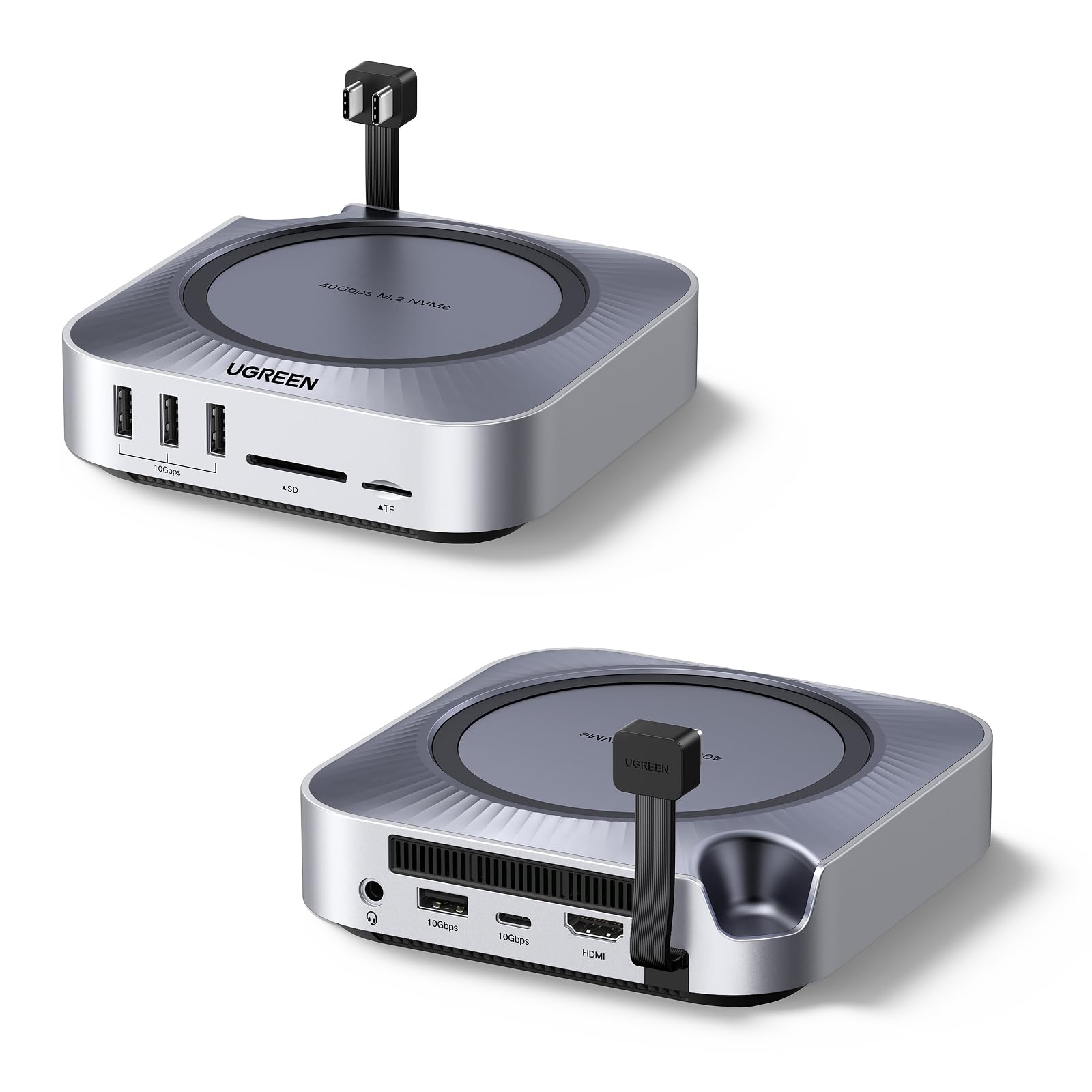 UGREEN USB4.0 40Gbps Docking Station Compatibile con Mac Mini M4 e M4 Pro con Case M.2 NVME SSD 10 in 2 Dock Hub USB C HDMI 8K 30Hz 4K 144Hz 5 Porte USB 10Gbps Lettore di Schede SD TF 4.0 3,5mm