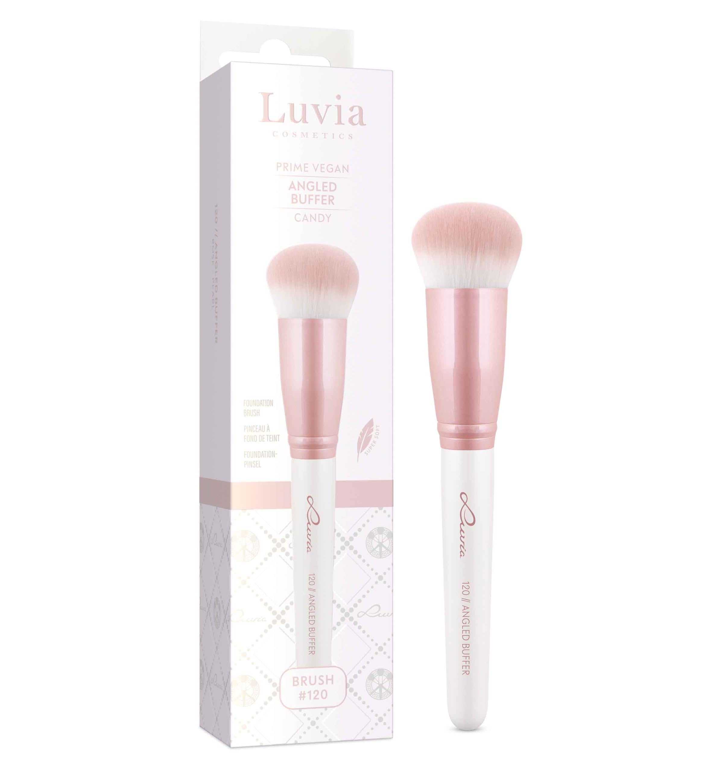 Luvia CosmeticsProfessional Makeup Brush, Foundation Make-Up Brush, Angled Buffer Brush, Vegan Brush, 120 // Angled Buffer - Candy
