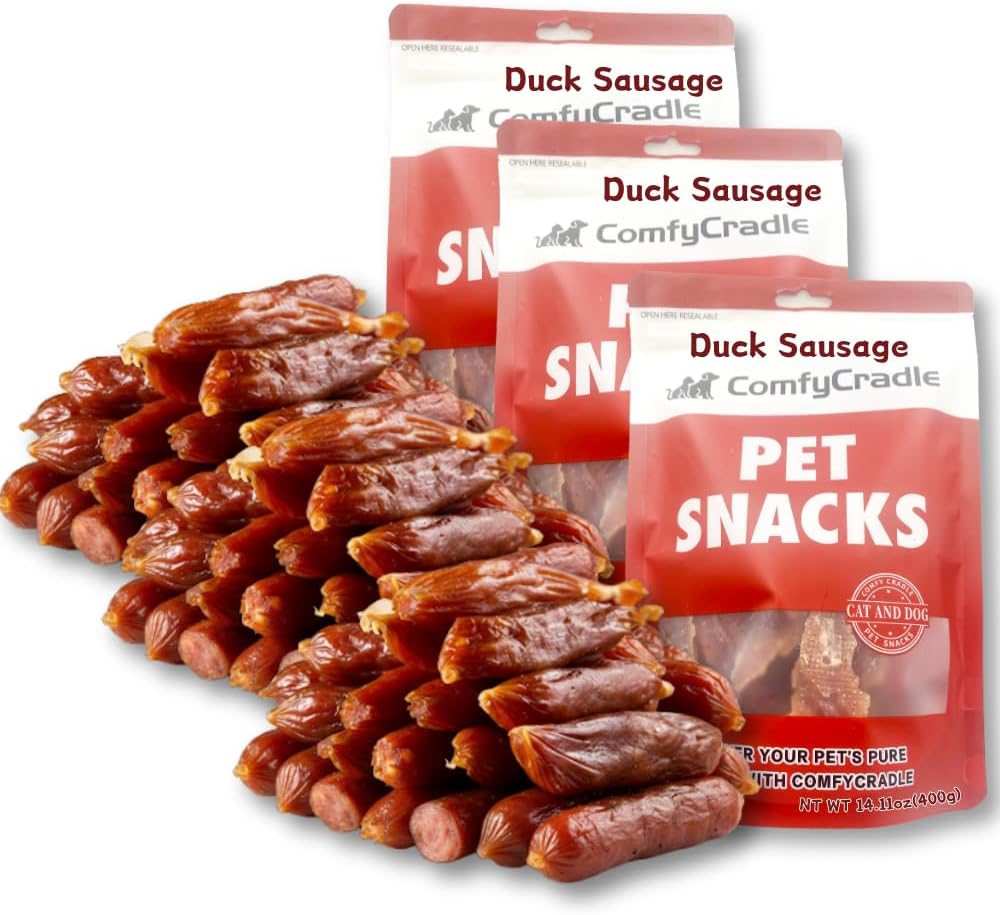 Real Duck Sausage Training Treats, Wholesome & Savory Rewards for Dogs (Duck,3 Pack x 14.11 Ounce(Pack of 3))