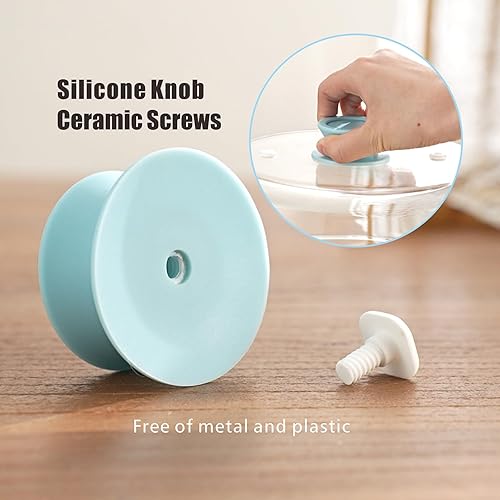 Miniatura 4 de Cubierta de vidrio contra salpicaduras de microondas para alimentos, cubierta alta para microondas con perilla de silicona, 100% apta para