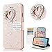 STENES Bling Wallet Phone Case Compatible with LG Stylo 5 - Stylish - 3D Handmade Pretty Heart Design Leather Cover Case with Screen Protector [2 Pack] - Pink