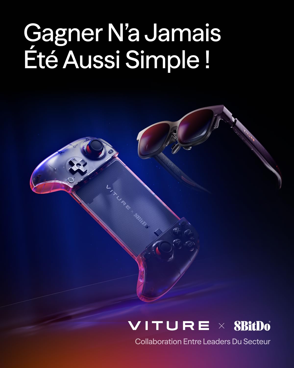 VITURE x 8BitDo Ultimate Mobile Gaming Controller - 1er Mondial Pour Lunettes XR | USB-C Latence Min, Sticks Effet Hall, Jeu+Charge, Perf Pro Android