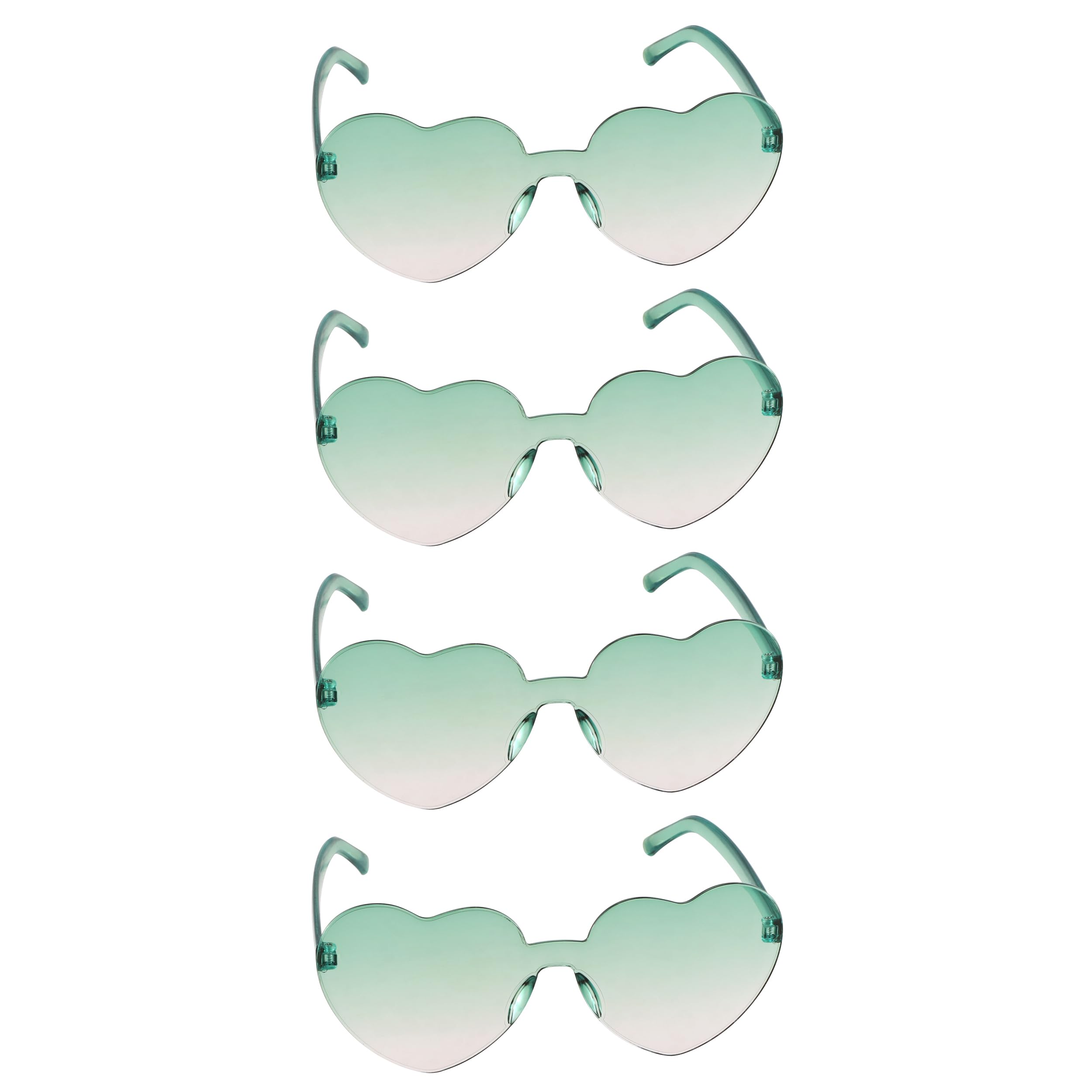 Chaks - 4 Pack Heart Shaped Sunglasses Retro Party Glasses with Gradient Colour Hippie Glasses for Festivals and Theme Parties