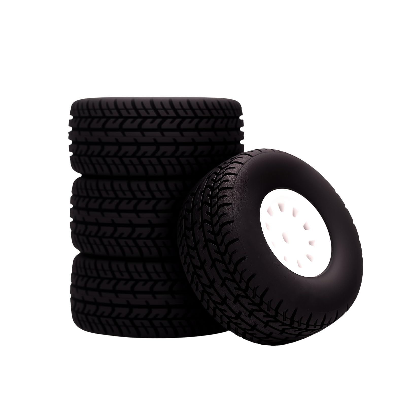 Mesimsple Pre Glued Plastic Wheel and Tire Rubber for Arrma Mojave Grom Mega 380 223S BLX Series Upgrade Parts White