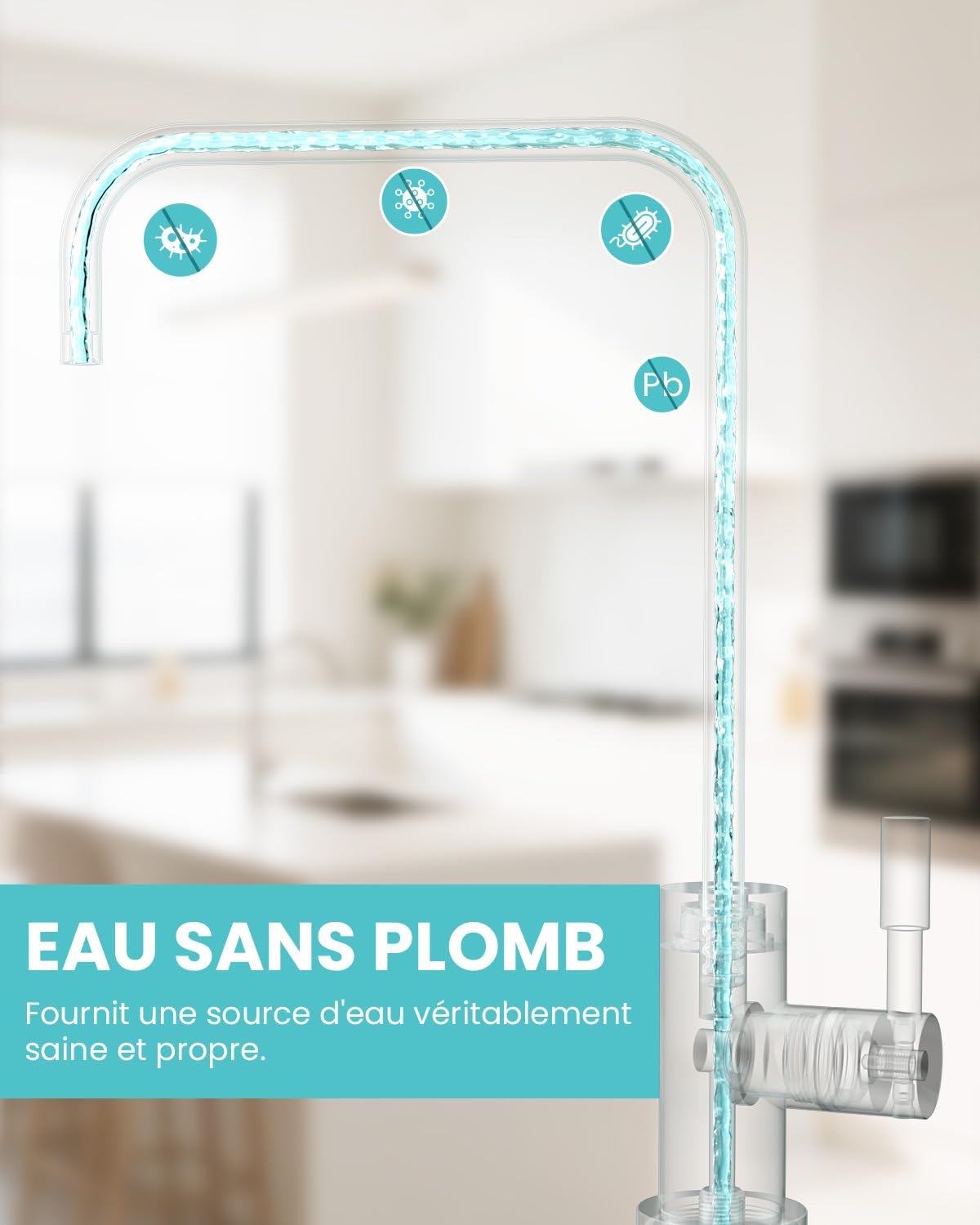 Robinet Cuisine Pour L'eau Potable et L'osmose Inverse, Forme de L | Robinet pour Le Système De Filtrage D'eau, Robinet D'Évier En Acier Inoxydable 304, Sans Plomb, Pivotant 360°,Noir
