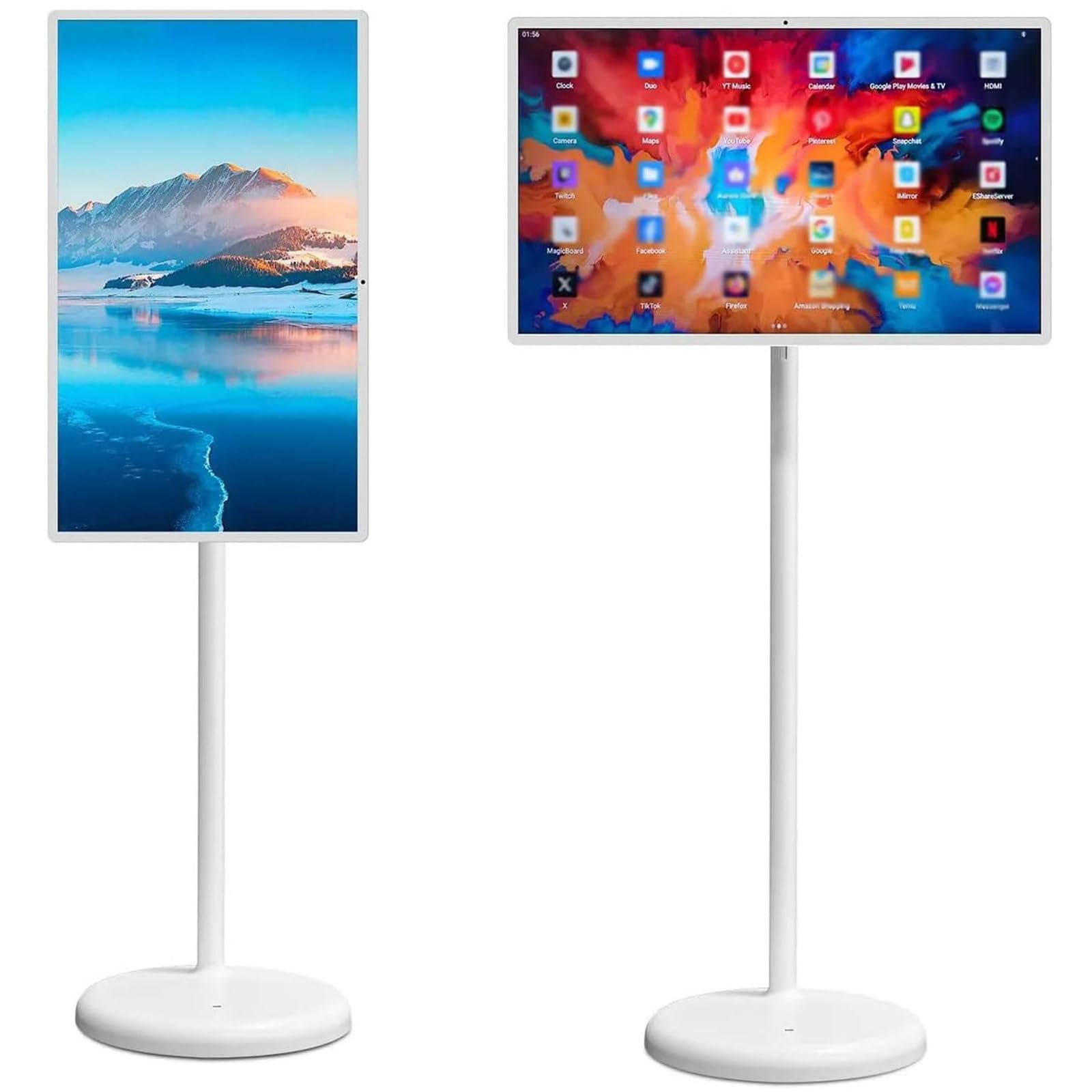 TV Portatile Mobile,Monitor Intelligente Portatile 21,5/24/24/32 Pollici 1080p,TV Touchscreen,Smart TV Mobile Schermo Touch Girevole Fotocamera,TV Mobile Intelligente Pavimento 8+128 Gb 32in