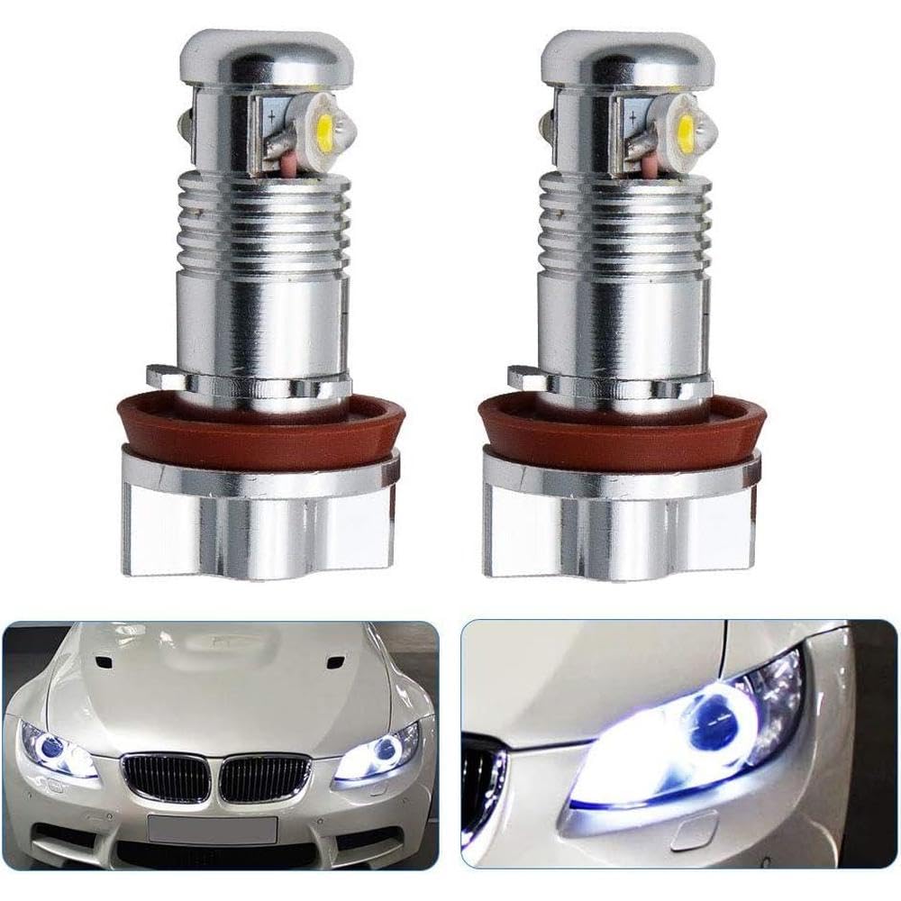 Riloer LED Luz de Anillo de Halo de Ojos de Ángel, Luces de Circulación Diurna DRL H8 Bombillas Compatible con BMW Serie 1 E82/E87, Serie 3 E90 E91, E92, E93, Serie 5 E60, E61