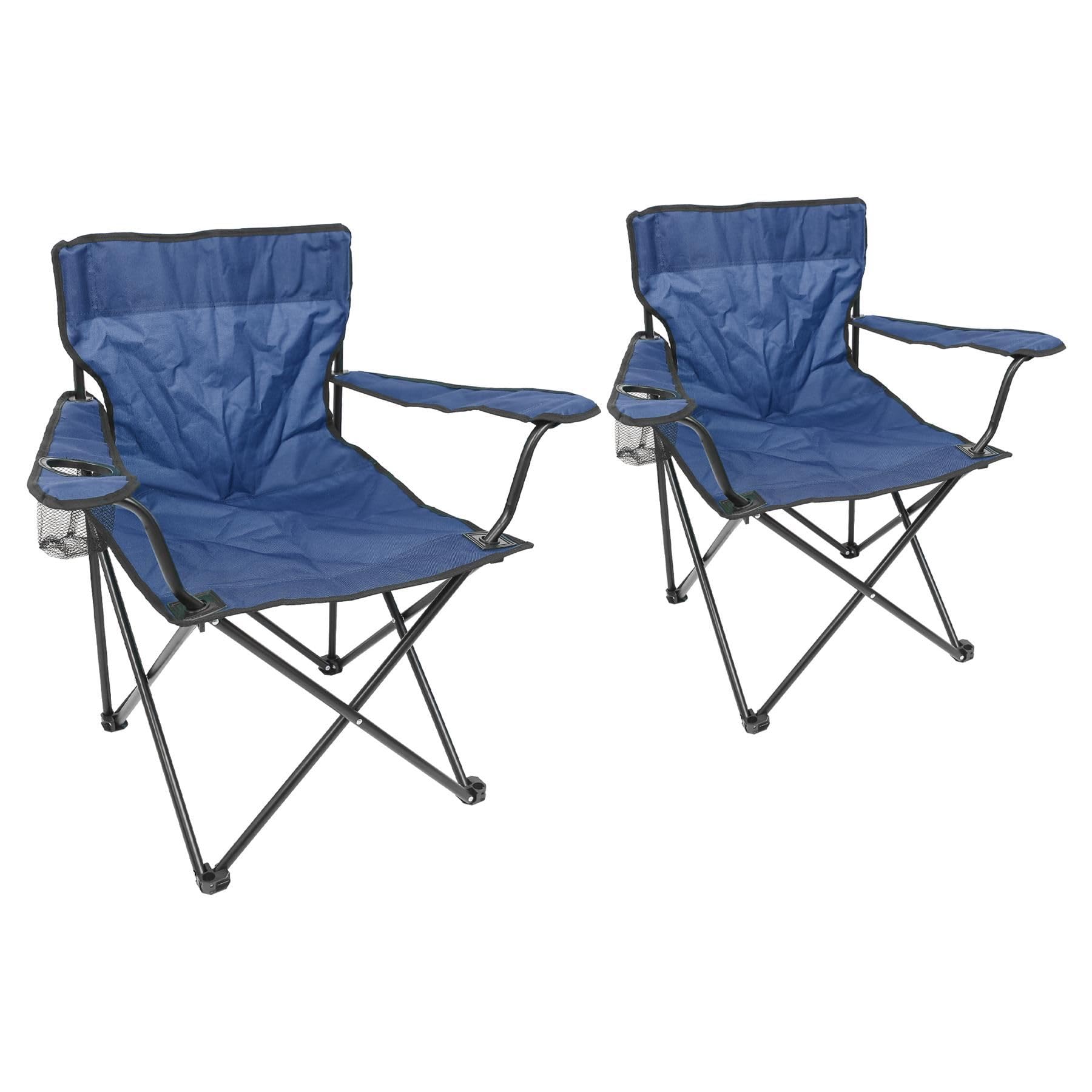 Harbour Housewares Folding Camping Chairs - Navy - Pack of 2 - Canvas Outdoor Lawn Seat for Picnic, Garden, Beach, Hiking, Fishing