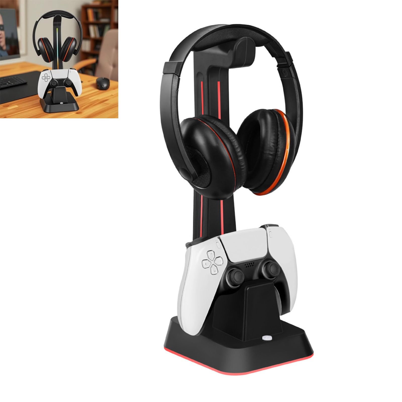 Controller Ladestation mit Kopfhörerhalter Doppel-USB-Anschluss für Gamepad Desktop Ladeständer