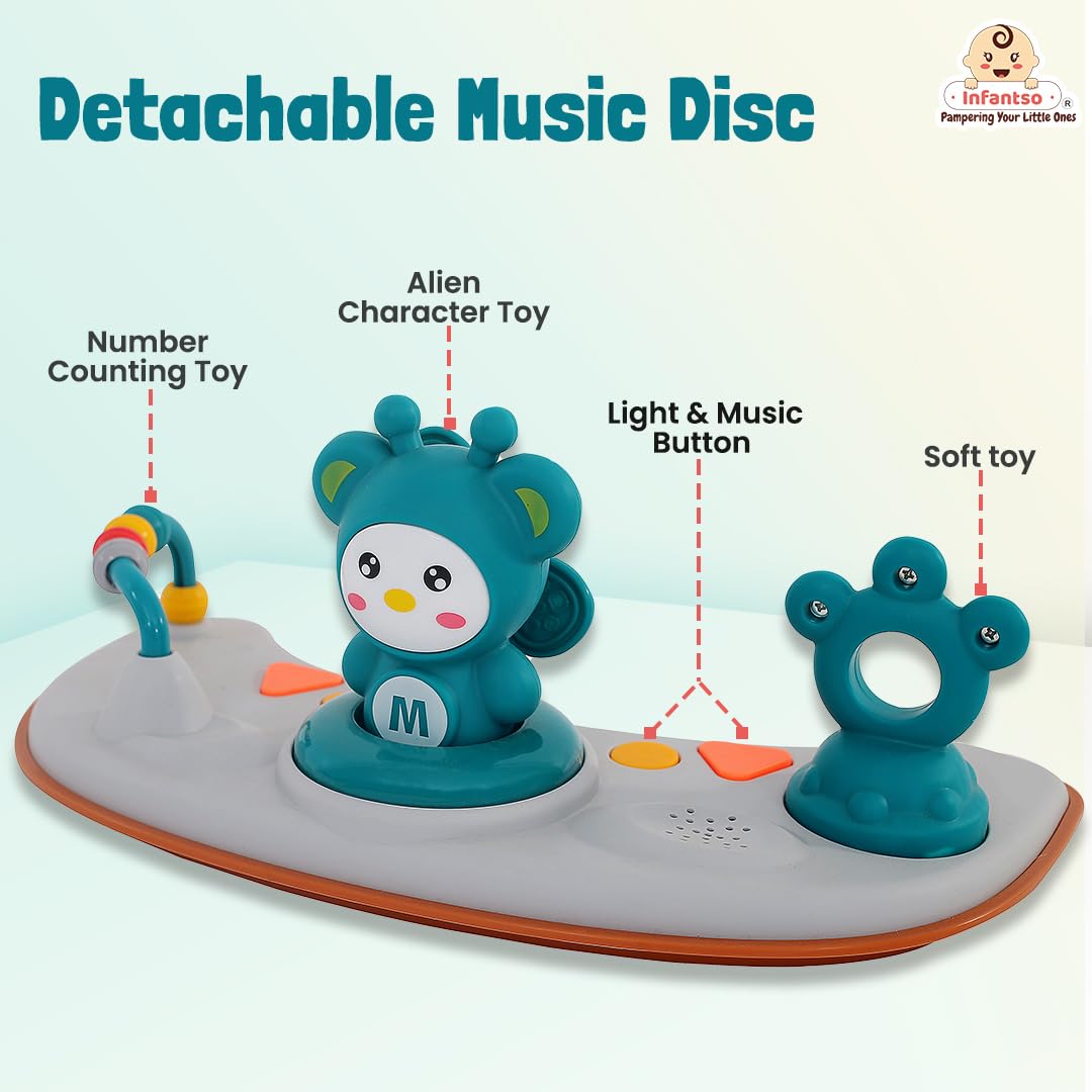 Infantso Teddy Steady Premium 4-in-1 Baby Walker, Bouncer, Feeding Tray, & Push Toy - Walkers 6-24 Months | Walker for Kids 1 Year - 01Green - Image 4 thumbnail