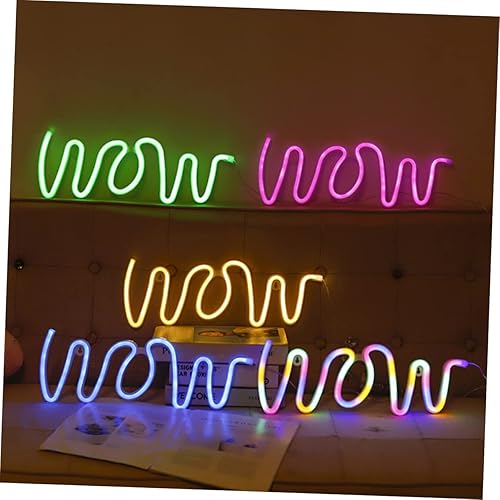 Miniatura 4 de Angoily Letrero de neón LED "wow" para decoración de dormitorio, no para fiesta, bar, cafetería, hotel, decoración de Navidad
