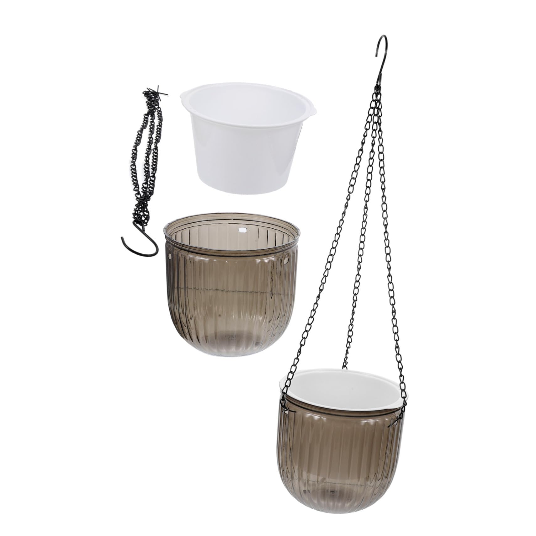 POPETPOP 2 Pièces Pots de Fleurs Suspendus Auto Arrosants de Jardinières pour Intérieur Extérieur Design à Double Irrigation Automatique Couleur Grise Plusieurs Styles