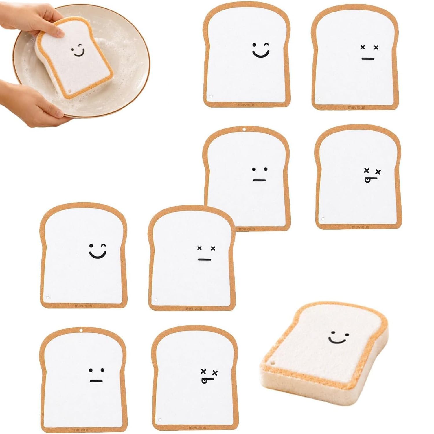 Bread Sponges, Toast Shaped Pop-Up Compostable Sponges (8 Pcs)