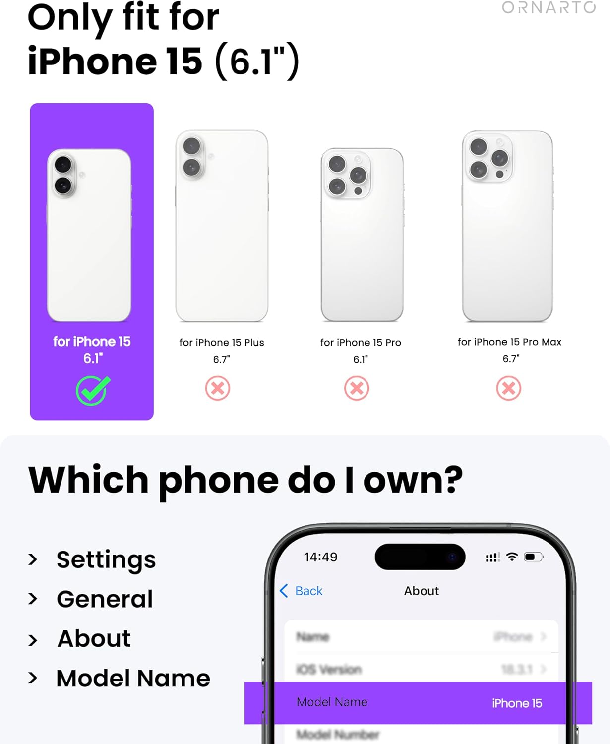 ORNARTO Vortuxe for iPhone 15 Case 6.1" | 2X MIL-STD Drop Protection | Compatible with MagSafe | Sleek Aesthetic Liquid Silicone Phone Cover - Sky Whisper