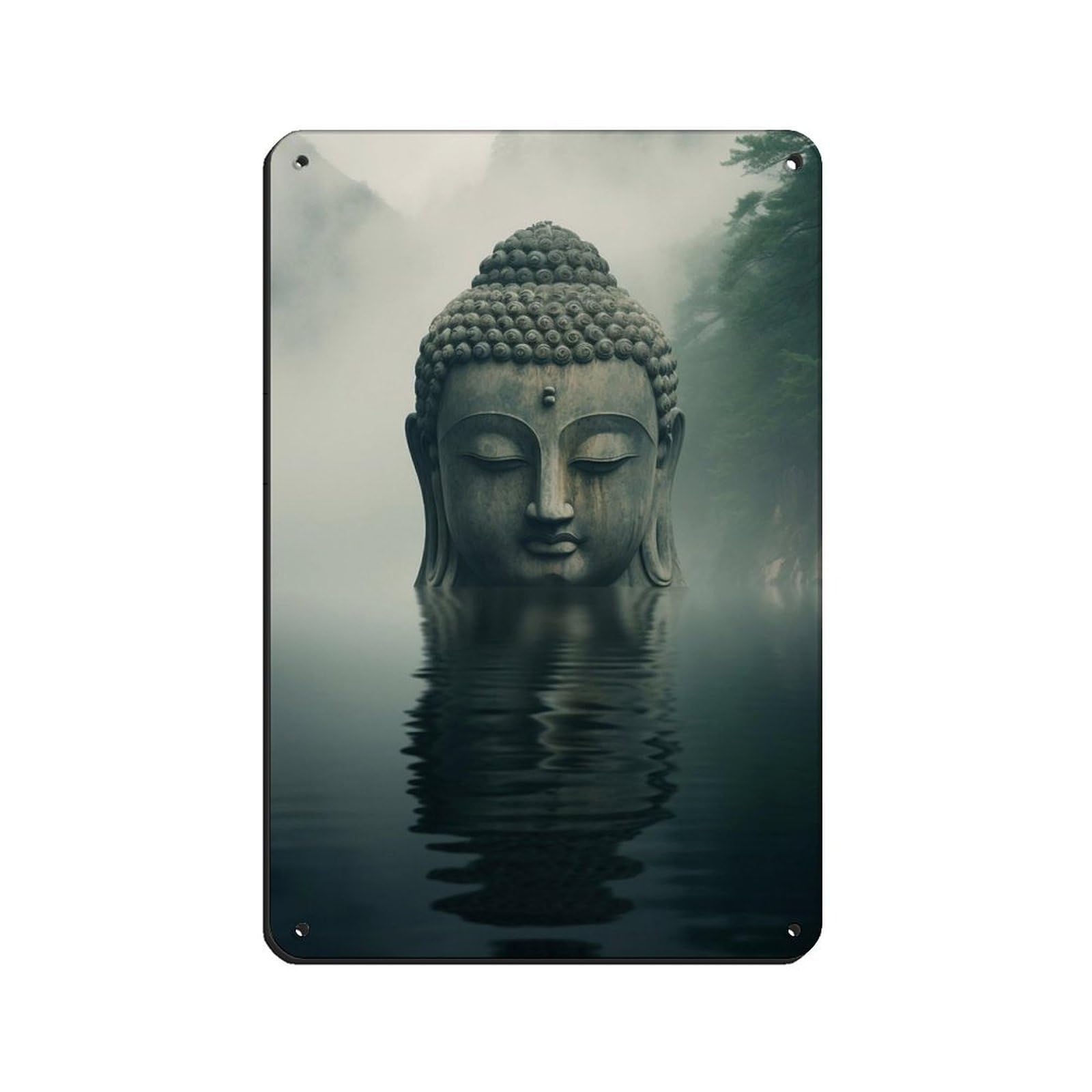 Peaceful Buddha in Water Tin Sign Vintage Metal Pub Club Cafe Bar Home Wall Art Decoration Poster Retro 8x12inch(20x30cm)