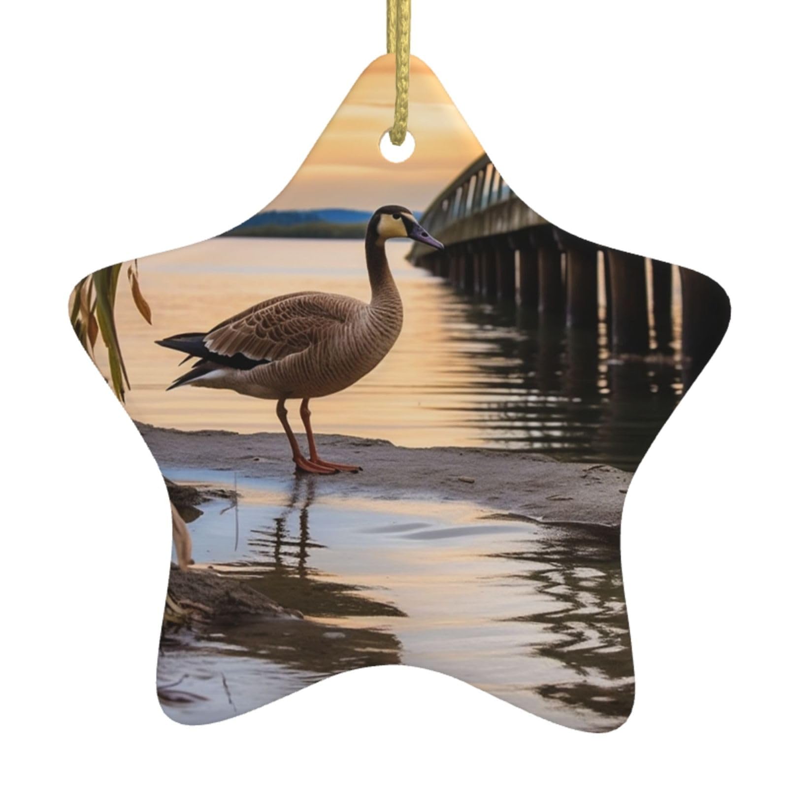 Fodpand Women's White Wild Goose By The Bridge Christmas Ornaments 2025, Gift Exchange For Men, Collectible Ceramic Ornament Star Hanging Ornaments For Christmas Tree Decoration
