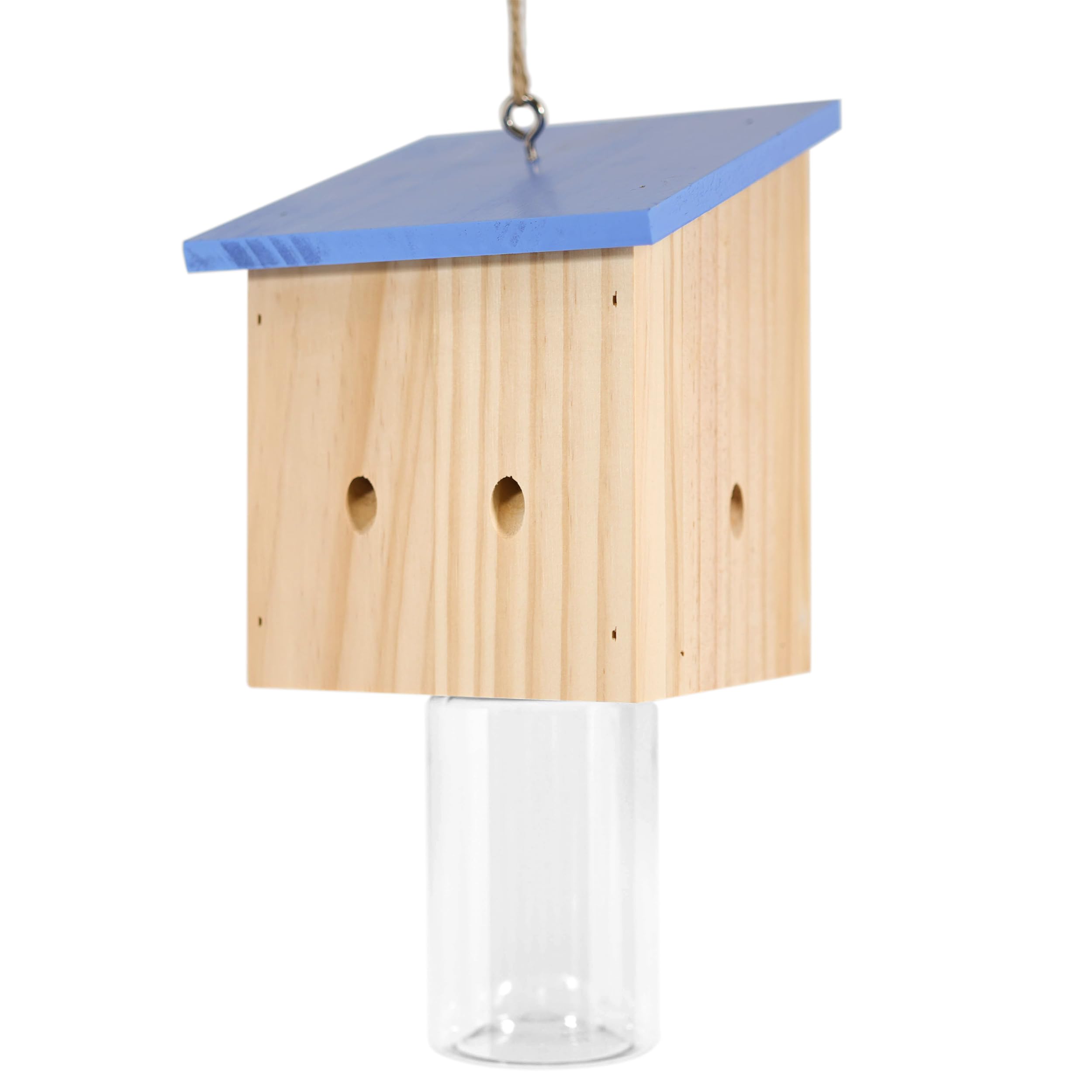 GRTRE 1 Pack Wood Carpenter Bee Trap for Outside - Wood Boring Bee Trap - Best Bee Trap - Nature Blue Cabana Style Carpenter Bee Traps Outdoor Hanging - Insect Traps Removes Carpenter bee