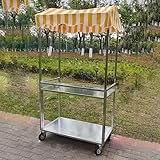 Tragbarer faltbarer Wagen mit Rädern für Outdoor-Lebensmittelverkäufer, Marktstände und Veranstaltungen, mobiler Hotdog- und Snackwagen (gelb, leicht und )