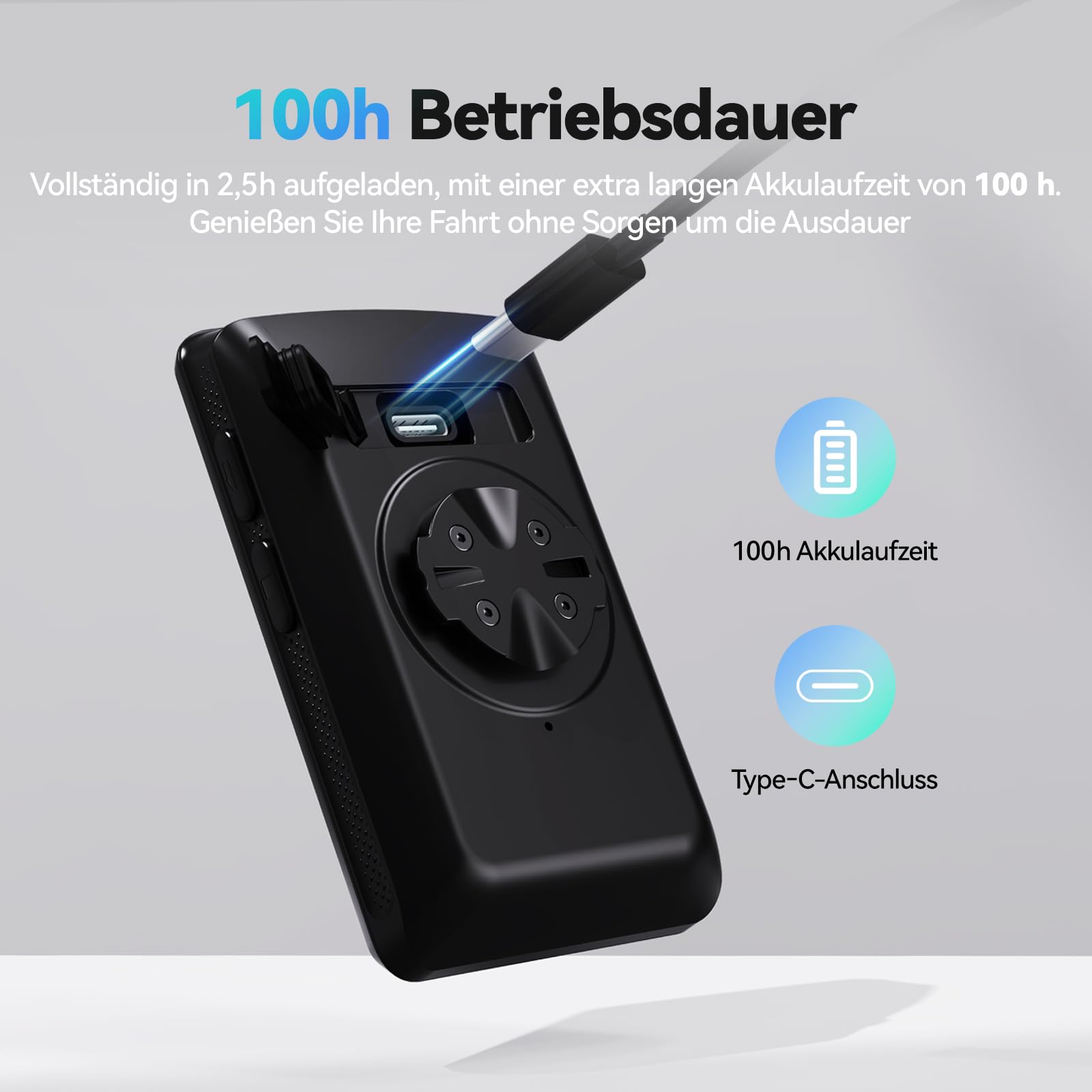 CYCPLUS GPS Fahrradcomputer, ANT+ Fahrradcomputer GPS mit Bluetooth5.0, 2,8-Zoll-LCD-Bildschirm, Fahrradtacho mit 100+ Stunden Akkulaufzeit und automatischer Hintergrundbeleuchtung, IP67 wasserdicht