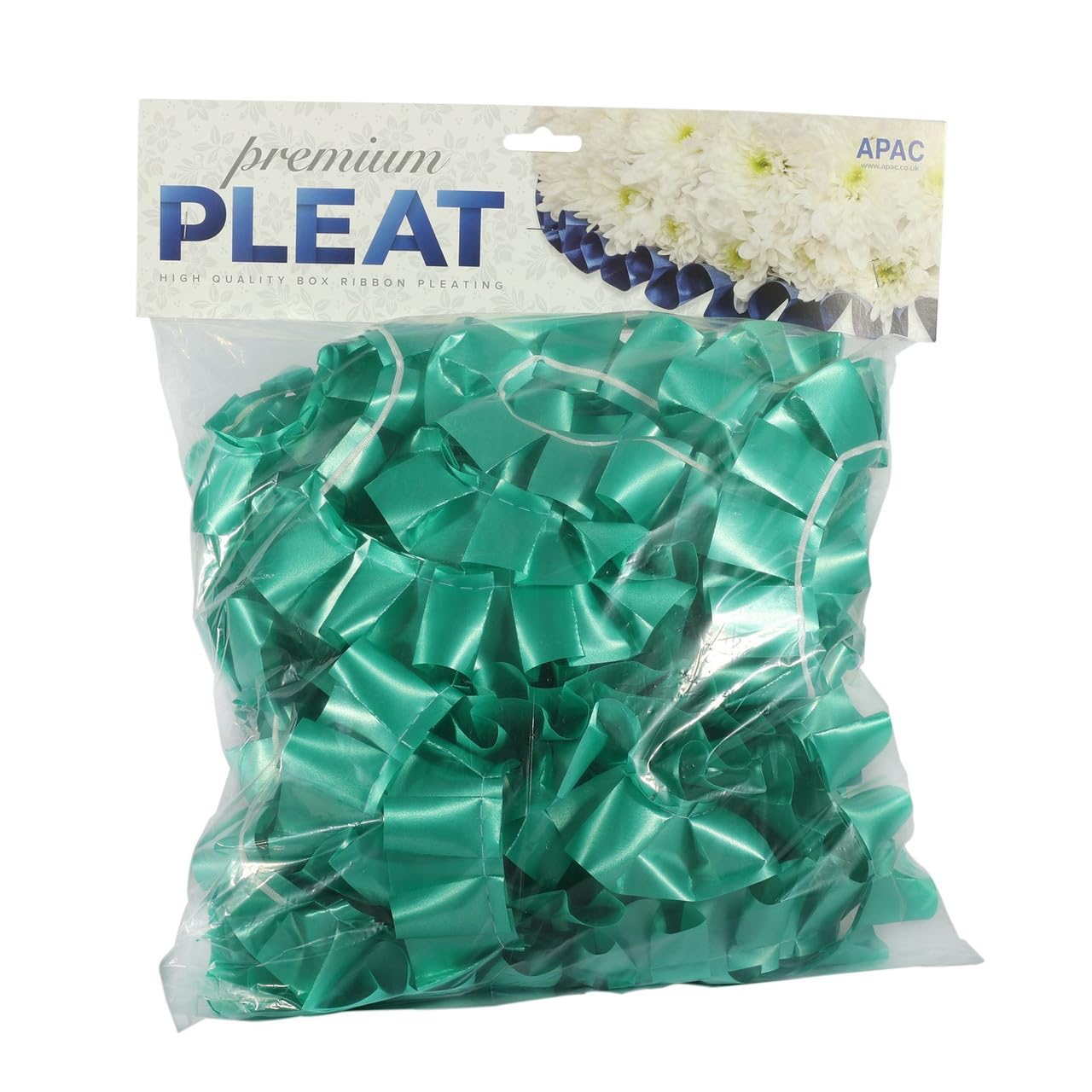 Easy Pleat Tribute Ribbon - Waterproof Poly Ribbon - Pre-Pleated Edging for Floral Tributes, Crafts & Decoration - 10m or 30m Length, 50mm Wide (Emerald Green, 50mm x 10m)