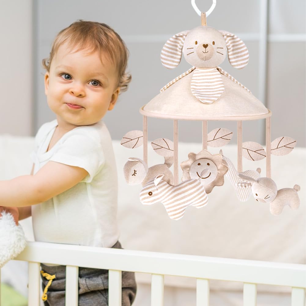 Mobile Lit Bébé, Cloches de Lit Musical Animaux, Mobile Bebe Musical, Mobile Berceau Bébé, Carillon éolien Bébé, Jouet Interactif Bébé, Décoration de Chambre de Enfant, Cadeau pour Bébé Fille Garçon
